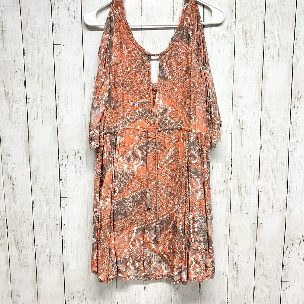 Free People Dress Women Medium Ossie Vibes Paisley Mini Bell Sleeve Keyhole Back